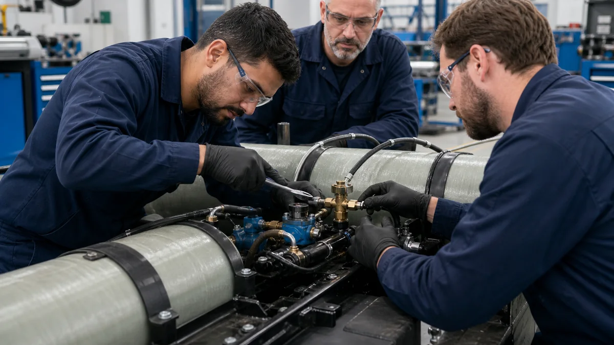 Механики ремонтируют газобаллонное оборудование автомобиля